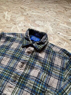 Pendleton Green, Blue & Cream Plaid Wool Shirt
